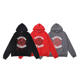 Sp5DER 555555 Spiderweb Foam Letter Hooded Sweatshirt-4596  